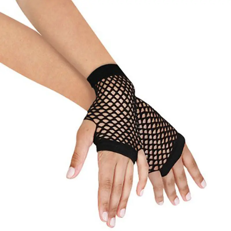 High Quality 1 Pair Neon Fishnet Gloves Sexy Girls Short Fishnet Gloves Fingerless net Gloves Party Gloves