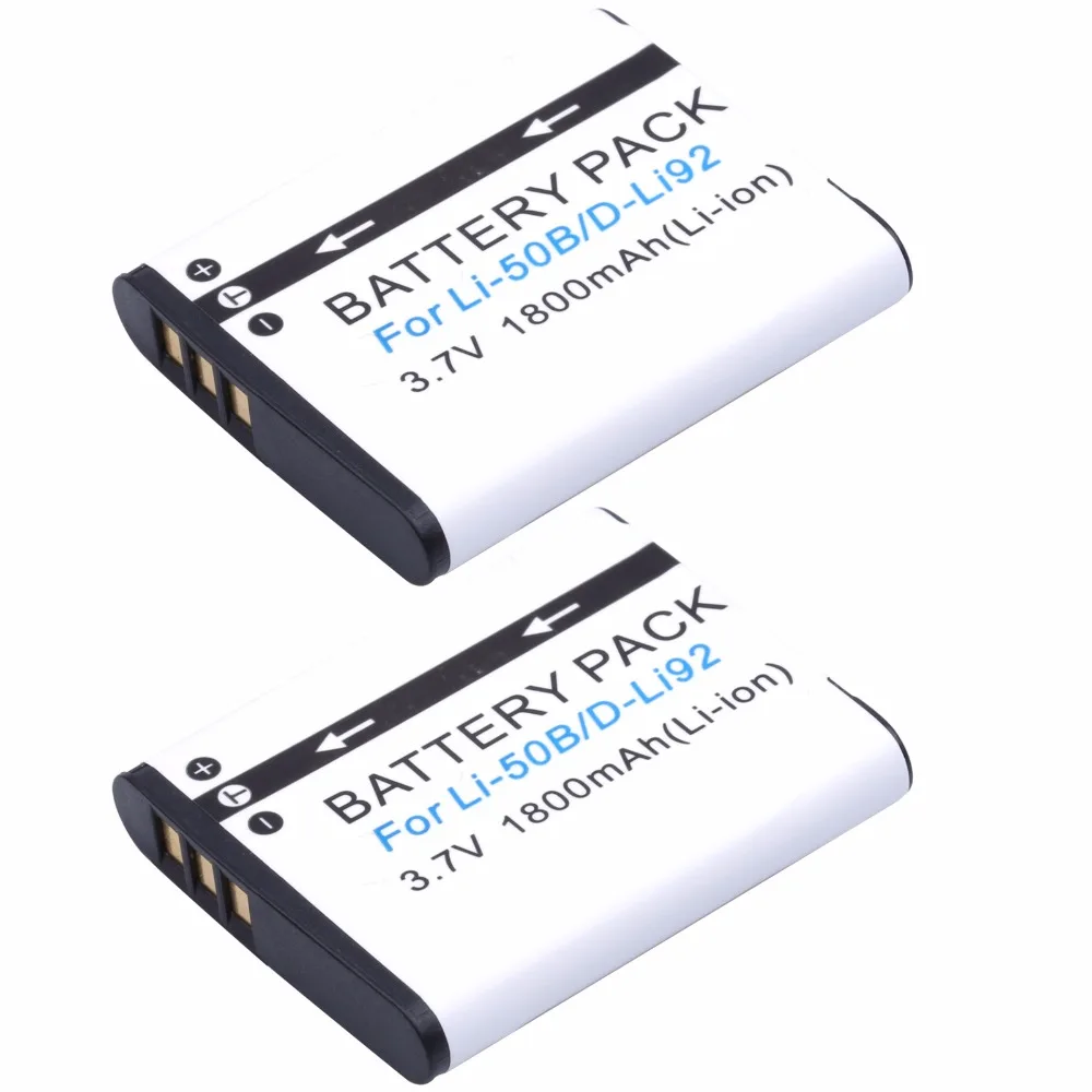 2Pcs Probty LI-50B LI 50B Battery for Olympus VR-340 1010 1020 1030SW Tough 6000 6020 8000 8010 MJU 1010 1020 TG 610 620 630 810