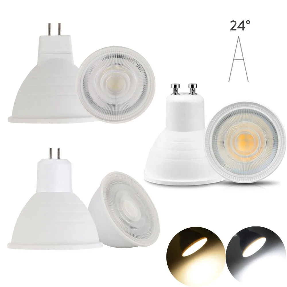 10pcs/Lot LED Light Bulb Spotlight Dimmable GU10 MR16 GU5.3 110V 220V COB Chip Beam Angle 30 degree Spotlight For Table Lamp