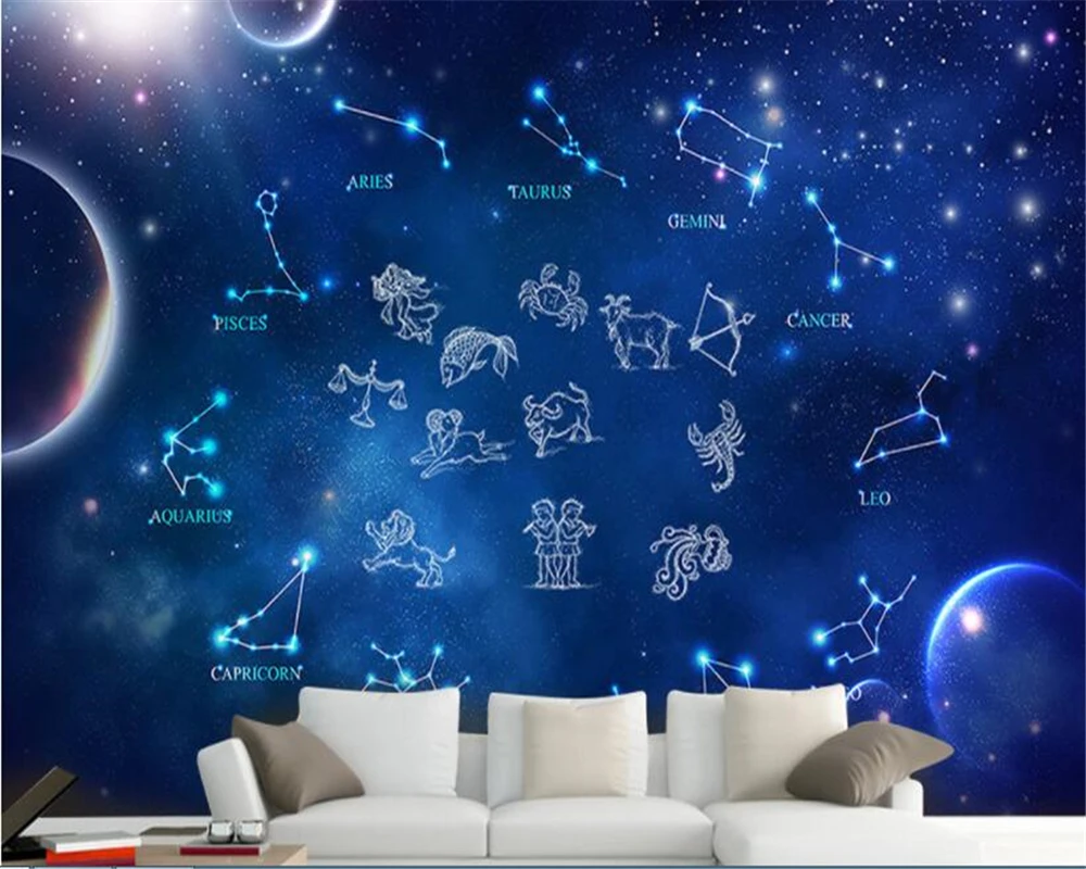 beibehang wallpaper papel de parede Twelve star constellation colorful children\'s room wall papier peint wall paper bebang