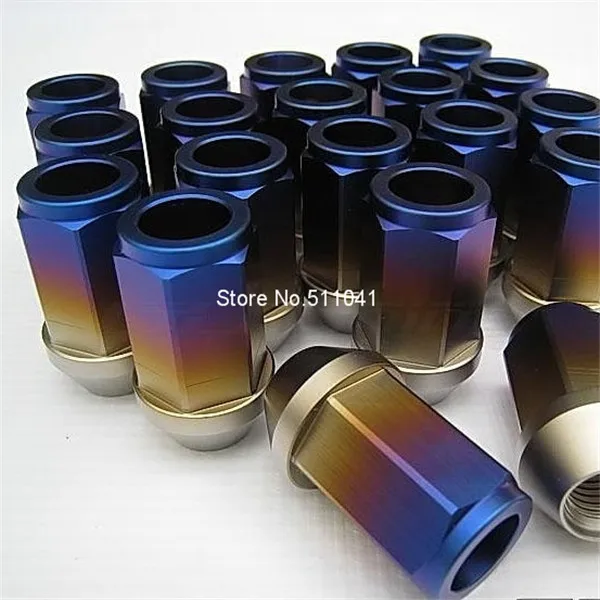 ไทเทเนียม Lug nut สำหรับรถแข่ง, M12 เกรด 6AL4V ไทเทเนียม 20 pcs ขายส่งจัดส่งฟรี
