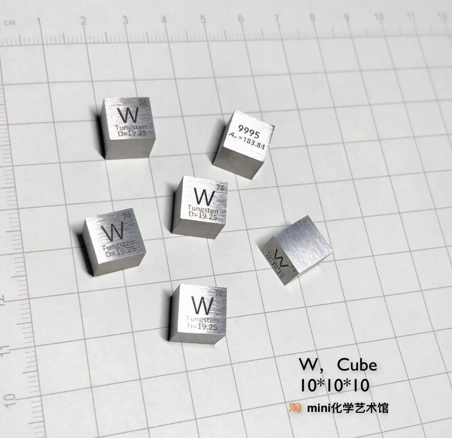 Real Shot Metal Tungsten Periodic Table Cube Side Length 10mm 19.25g W 99.95 Tungsten Cube