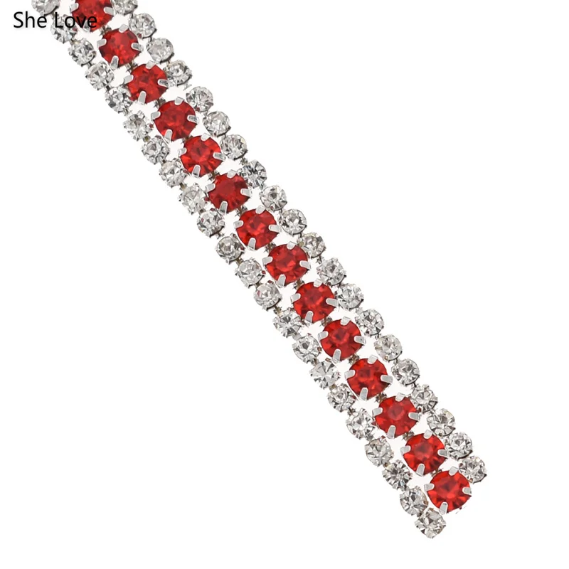 Chzimade 1Yard 3Rows Crystal AB Rhinestone Cup Chain For Wedding Dress Decoration Trim Applique Sew On Garment Bags image 5