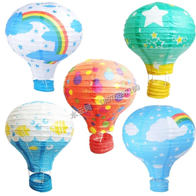 

Free Shipping 3PC /LOT 25cm 10inch 2014 New wedding lantern paper childern rainbow hot air balloon lights Christmas decorations