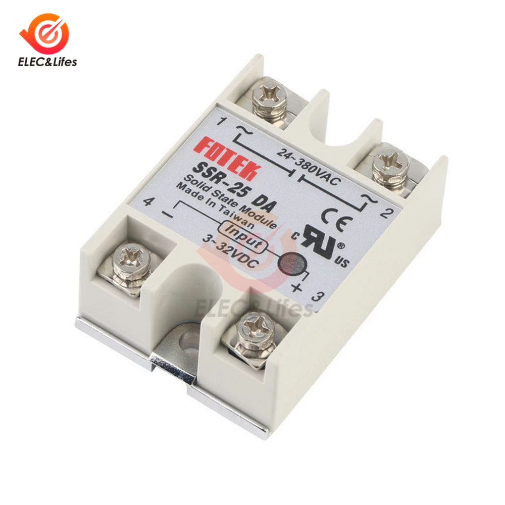 Solid State Relay SSR-10DA/25DA/40DA/50DA/60DA/75DA DC control 3-32V TO 24-380V AC SSR Single phase Solid state relay 25/40/60A