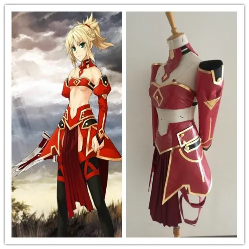 

Fate/Apocrypha Saber of Red Faction Great Holy Grail War Mordred the Knight of Treachery Armorless Ver. Cosplay Costume B002