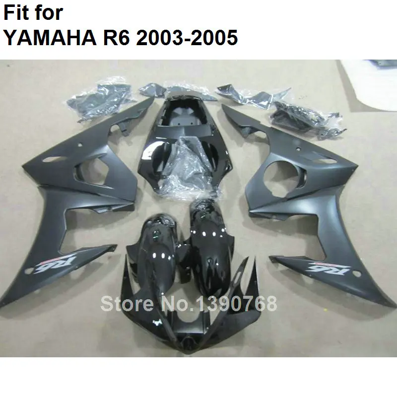 New motorcycle fairing kit for Yamaha YZF R6 2003 2004 2005 matte black plastic fairings set YZFR6 03 04 05 BC84