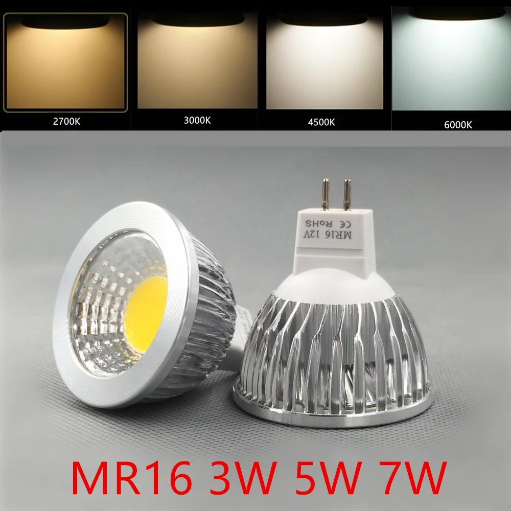 4pcs/Lot Elimled Mr16 Led 12v Bulb COB Spotlight 3W 5W 7W Spot Lamp 2700K Warm White Pure Cold White Led Light