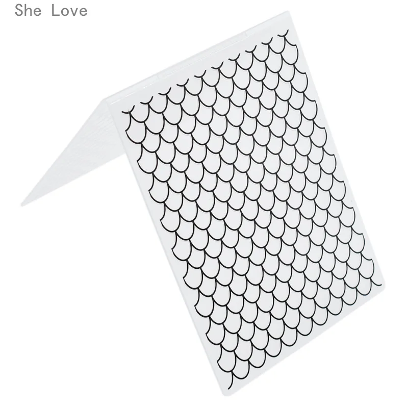 Chzimade Fish Scales Plastic Template Embossing Folder For Scrapbooking Photo Album Paper Card Craft Card Making Decoration