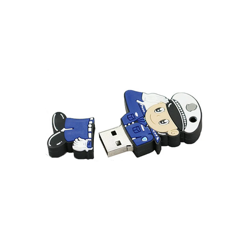Creative Cartoon Policeman Policewoman Model Usb Flash Drive Disk 8G Memory Stick Pendrive Pen Drive Mini Computer Storage Gift
