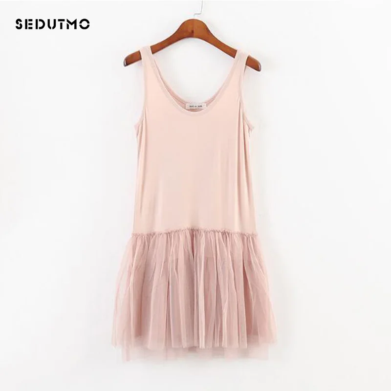 SEDUTMO 2018 Summer Tunic Dress Women Gauze Lace Sexy Basic Sundress Spaghetti Strap Dresses Beach Black Mesh Party Dress ED107
