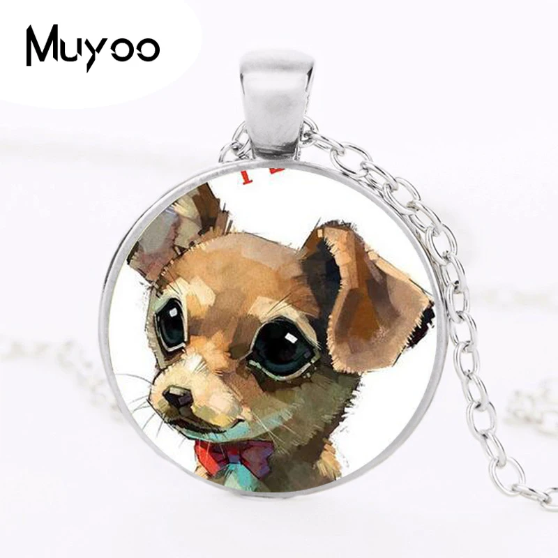 9 Style Cute Chihuahua Art Picture Pendant Dog Glass Dome Necklace Fashion Steampunk Jewelry Unique Women Gift Weekend Deal HZ1