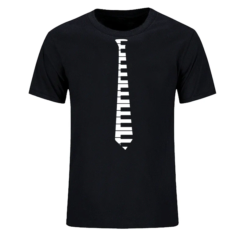 New Summer Hip Piano Keys Tie Piano Keyboard Concert T Shirt O Neck Cotton Short Sleeve Tshirts