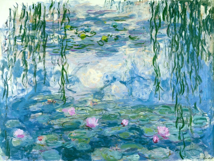 original landscape framesless canvas painting masterpiece reproduction Claude Monet  Water Lilies, 1916-1919