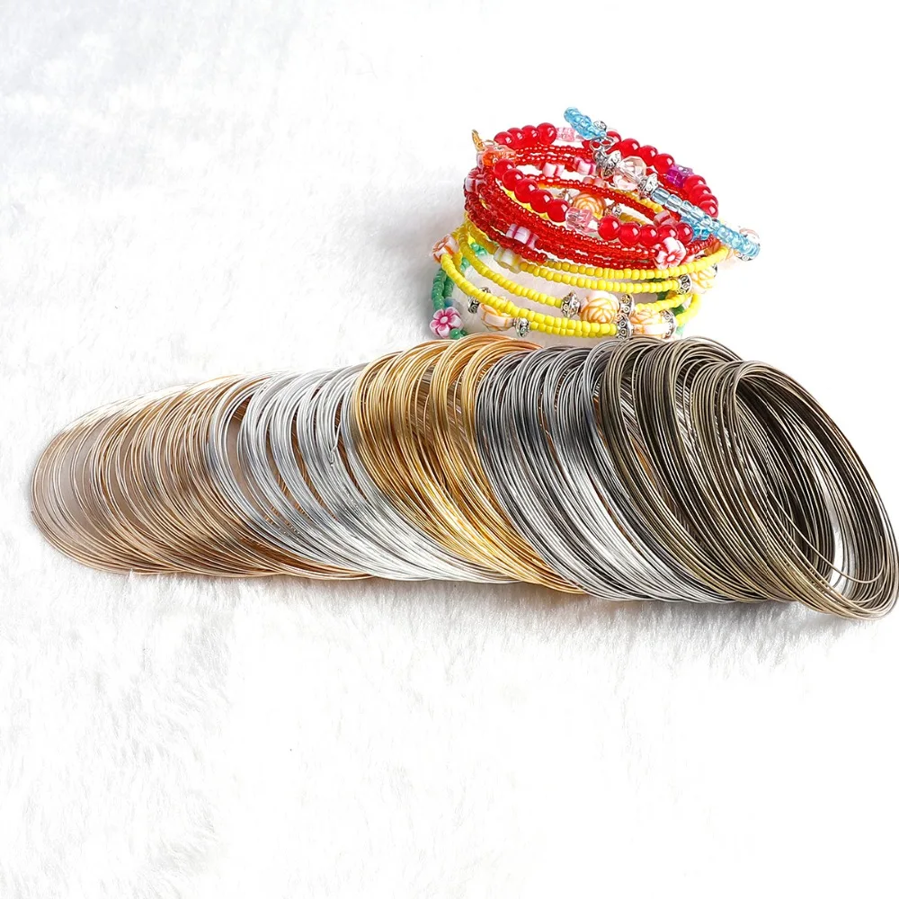 Wholesale 100 Loops 0.6mm Thick Memory Beading Steel Wire for DIY Jewelry Findings Bangle Bracelet Creative Handicraft Making