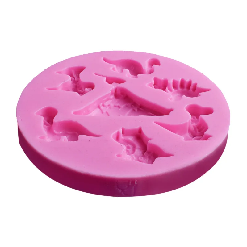 Aomily 7 Holes Multi Dinosaur Shaped Silicone Chocolate Cookies Cake Mold Silicone Soap Candy Fondant Chocolate Kitchen Mould