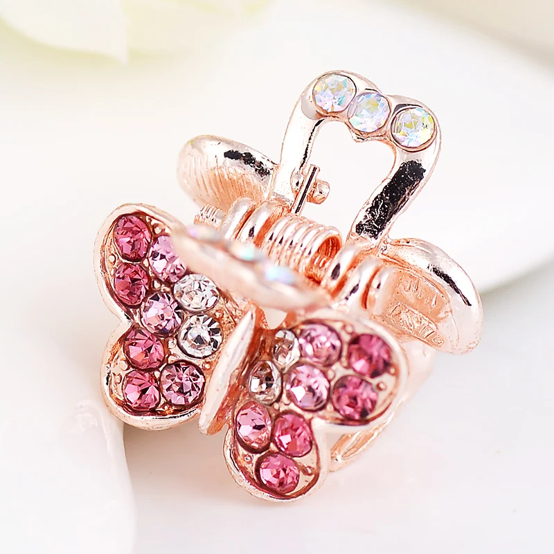 EASYA Women Girls Rhinestone Crystal Butterfly Hair Claw Small Cute Butterfly Hair Ornaments Accessory Cabelo Tiara