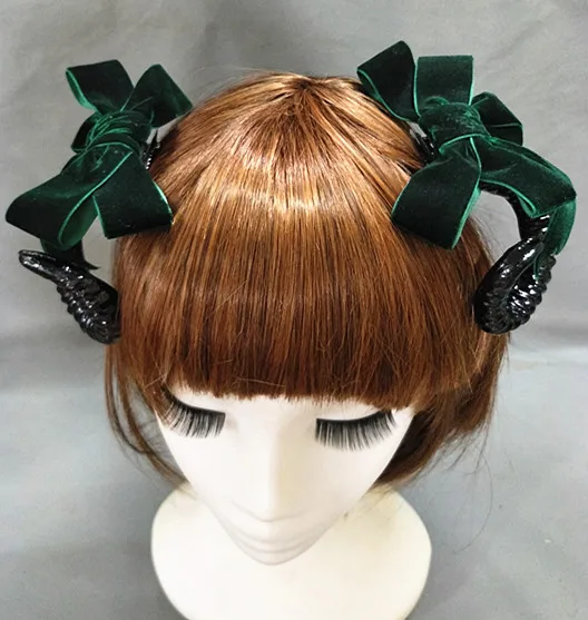 Épingle à cheveux gothique Lolita SAFHorns, nœud papillon rose, griffe Steampunk, pinces à cheveux Halloween, accessoires pour cheveux, vêtements de sauna