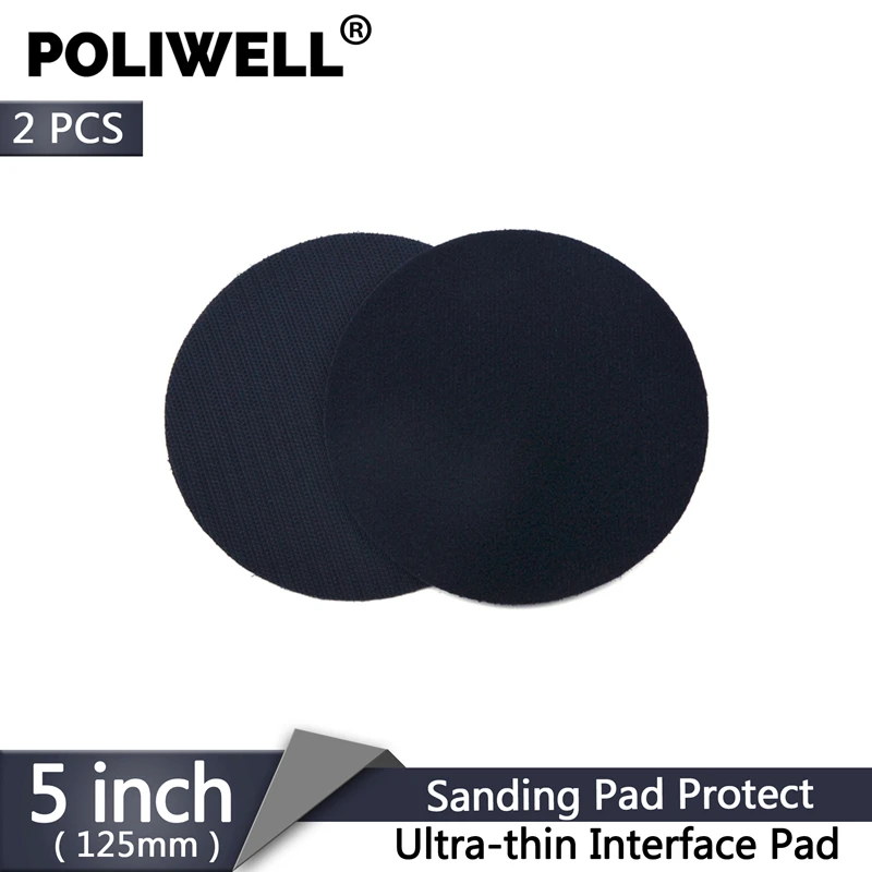 

POLIWELL 2PCS 5 Inch 125 mm Ultra-thin Interface Pads for Hook and Loop Sanding Pad Polishing Buffer Pad Power Tool Accessories