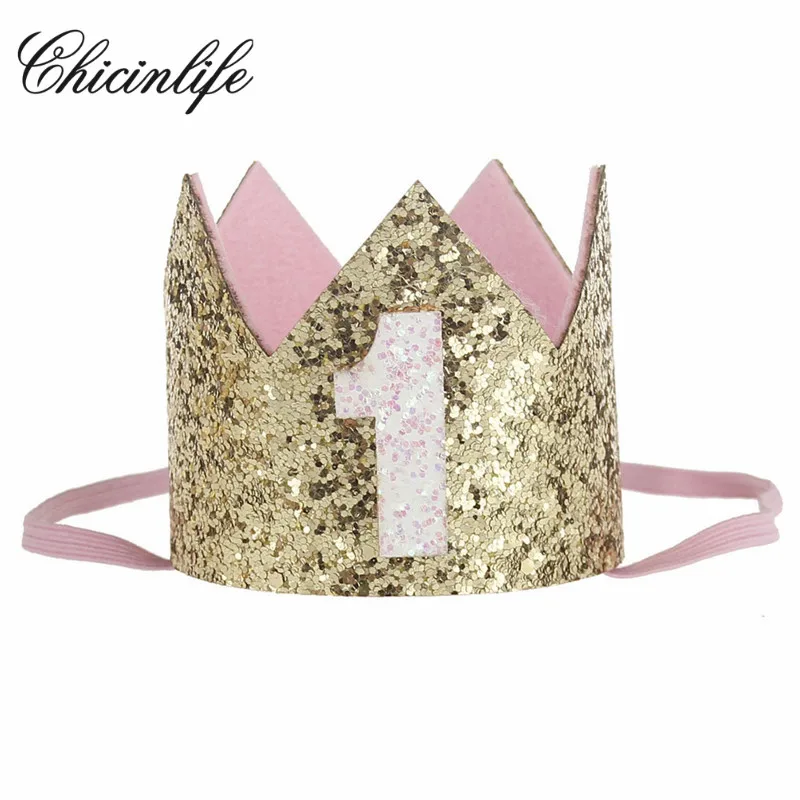 Chicinlife Baby Girl First Birthday Hat Headband Crown 1/2/3 Year Old Princess Hairband  photo props Baby Shower party supplies