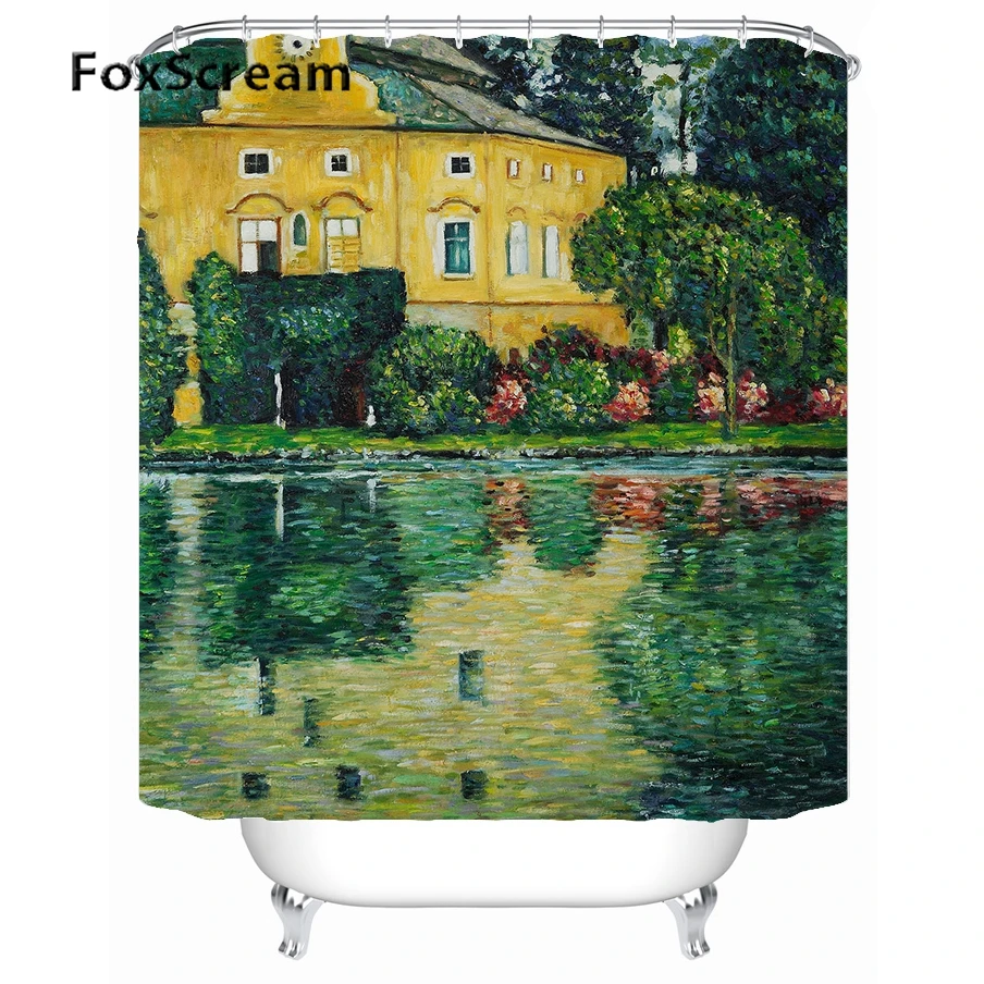 Gustav Klimt Shower Curtain Bath Curtains For Bathroom Waterproof Big Curtain Shower Frabic Shower Curtains in Bath