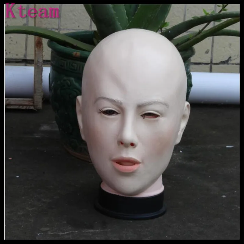 Top Grade 100% Latex Handmade Silicone Sexy And Sweet Full Head Female Face Mask Ching Crossdress Mask Crossdresser Doll Mask