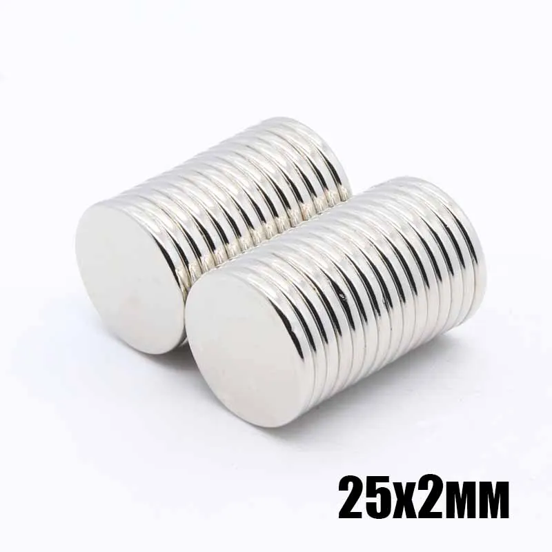 100pcs 25x2 mm neodymium magnet 25*2 mm DISC strong rare earth magnets 25mmx2mm NdFeB permanent round strong magnetic