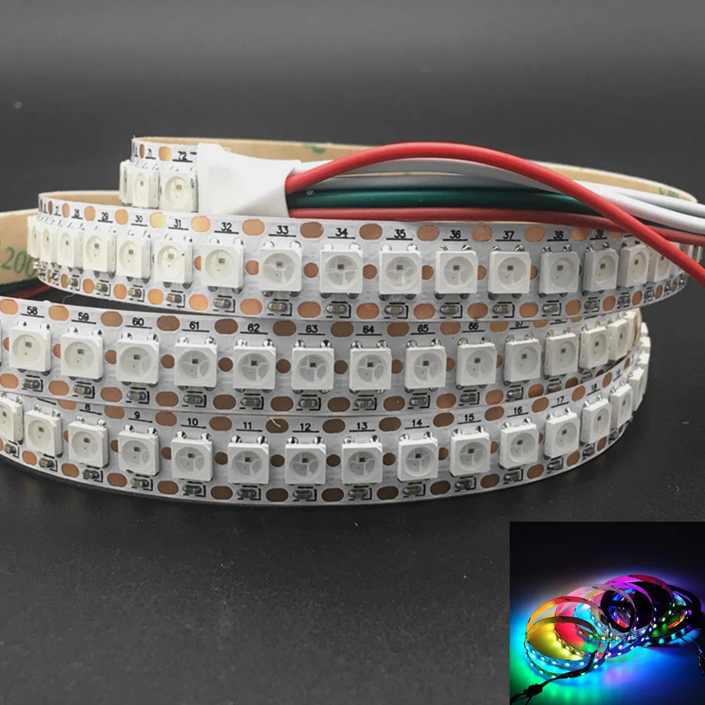 LED Waterproof 1/2M 2812 Full Color 30 60 96 144 LED Pixel/M SMD 5050 Built-in IC Programmable Addressable 5V Strip lights IP68