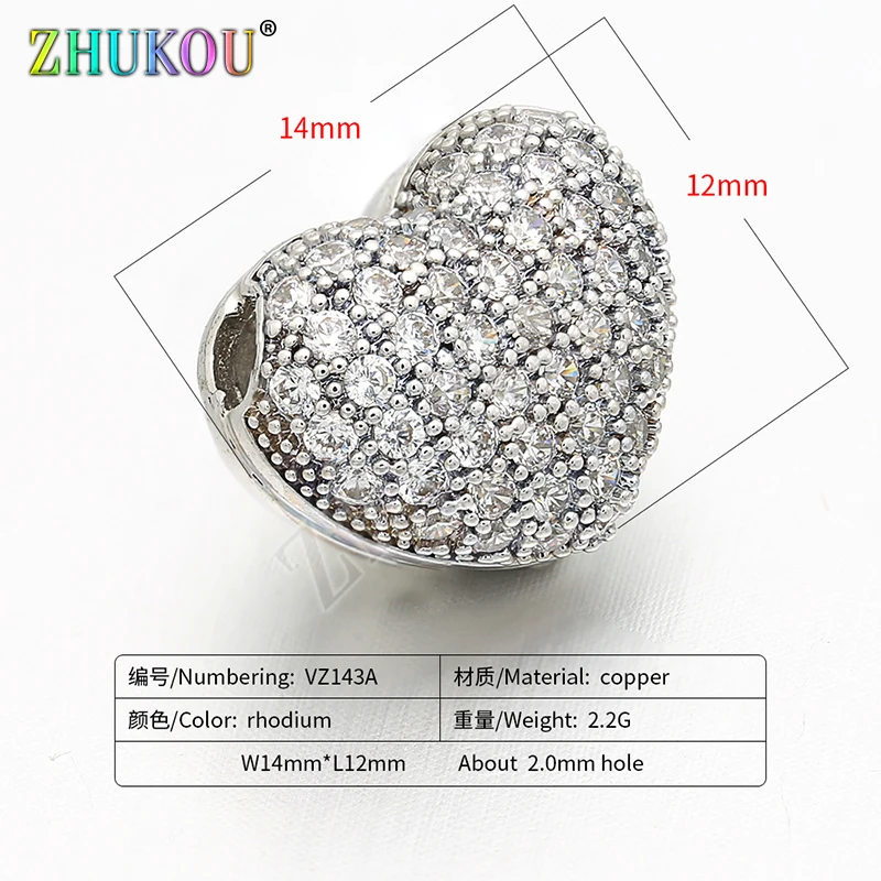 14*12mm Micro Pave Cubic Zirconia Beads for Diy Jewelry Findings Making, Hole: 2mm, Model: VZ143