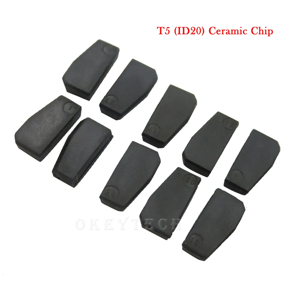 OkeyTech 1 Piece T5 Car Key Chip Transponder Carbon Blank Ceramic ID20 For Fiat Benz Honda Copy to ID 11 12 13 33 Chip