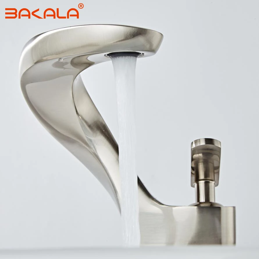 

BAKALA modern washbasin design ORB/Nickel brushed Bathroom faucet mixer waterfall Hot and Cold Water taps for basin of bathroom