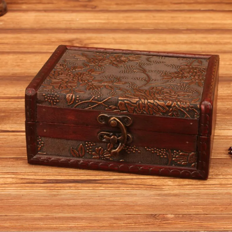 Wooden Vintage European Jewelry Box Wooden Vintage Box Props Storage And Storage Crafts Home Decoration Gift