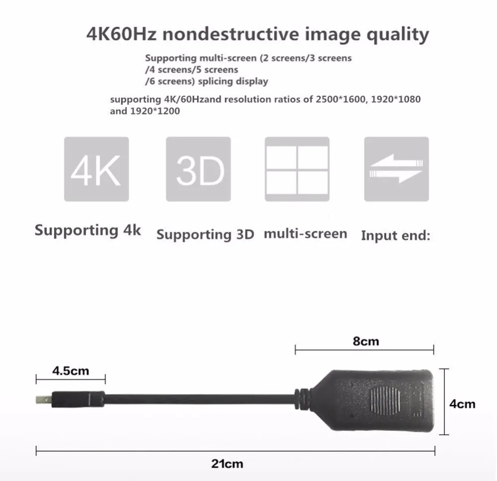 HDMI-Chế Độ Hoạt Động DisplayPort To HDMI Nam Đến Nữ Adapter Hỗ Trợ Cực Cao Cấp 6 Màn Hình Outp 4 @ 60Hz