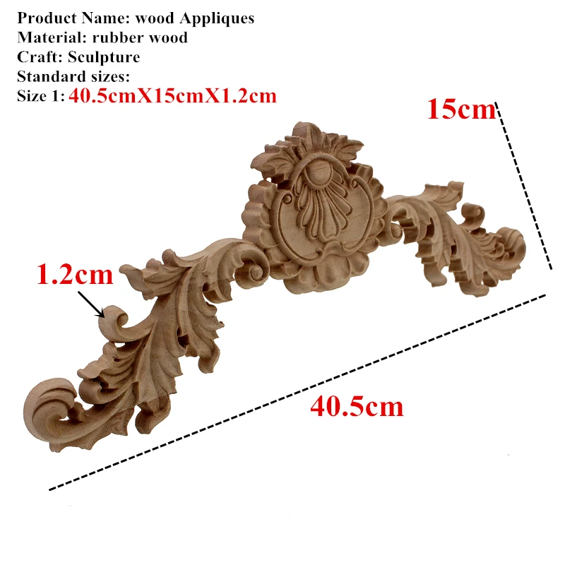 VZLX Flower Wood Carving Appliques Furniture Cabinet Unpainted Wooden Mouldings Decal Decorative Figurine Home Decoration Decor