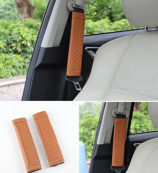 2 Pieces Auto Child Leather Safety Belt For Cars Shoulder Protection Car-Styling Pad Seat Belt Cover Seat Belts Pillow