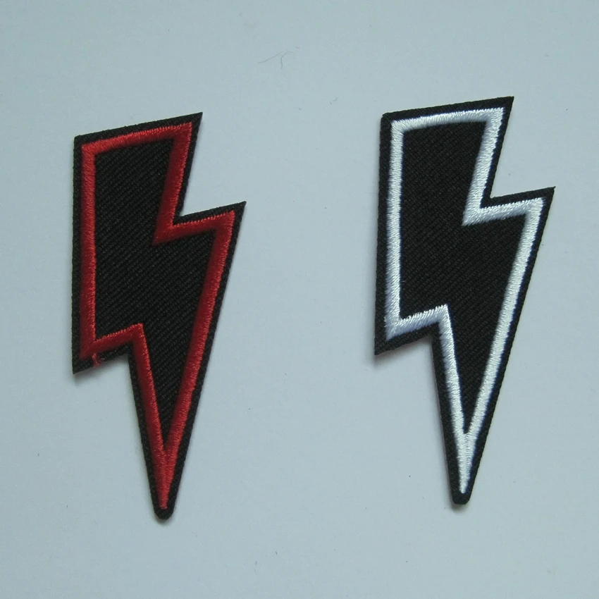 2018 Direct Selling 2 Pieces For Lightning Bolt Iron On Flash Patch Fabric Motif Applique Decal 2.6 X 1.2 Inches (6.5 3 Cm)