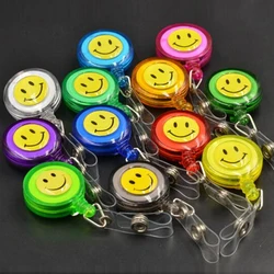 Retrátil Sorrindo Face Reel Lanyard, Badge Holder, Metal Clip Set, Emblemas para roupas, crachá, escola e material de escritório, 20 Pcs