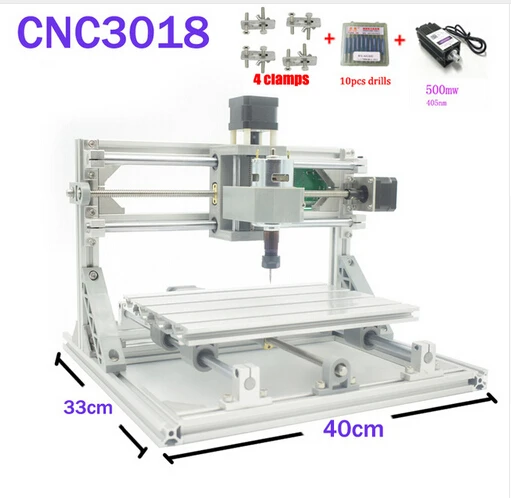 

CNC 3018 ER11 GRBL Control Diy CNC Machine 3 Axis pcb Milling Machine Wood Router Laser Engraving with 405nm 500mW Laser Module