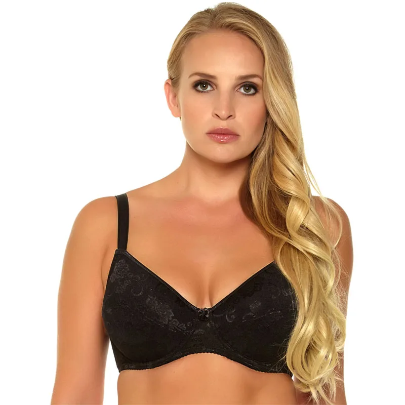 113B 2019 Phụ Nữ Áo Ngực Đen Và Xám Màu Nội Y Áo Bralette Push Up Bra Size Lớn Cốc Phong Cách Thường Ngày 36 38 40 42 44 D DD DDD E F