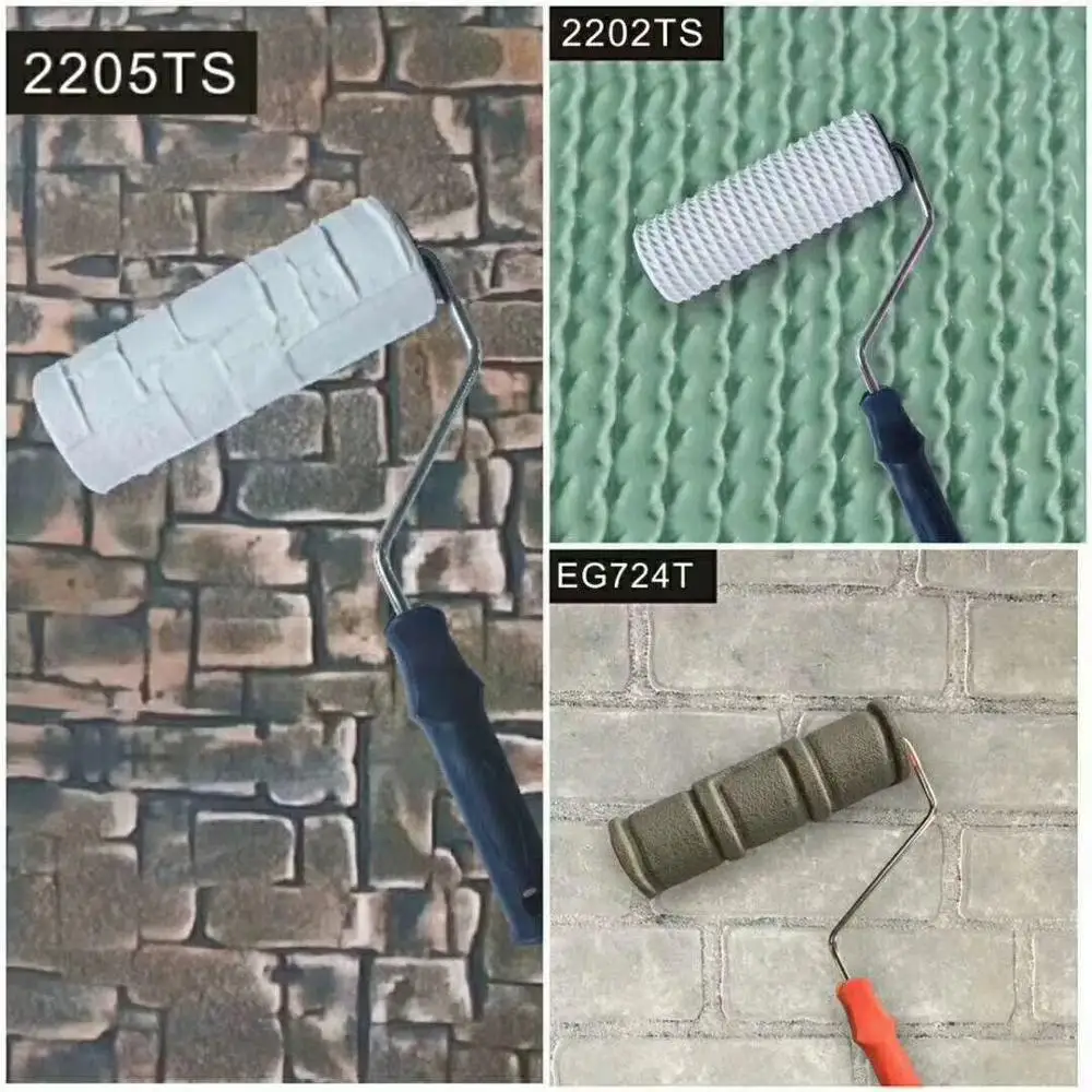 Patterned Paint Roller 8 Inch Decorative Tool Wall Painting Ink Roller Imitate Stone Draw Rubber DIY Construction Tools 2202TS