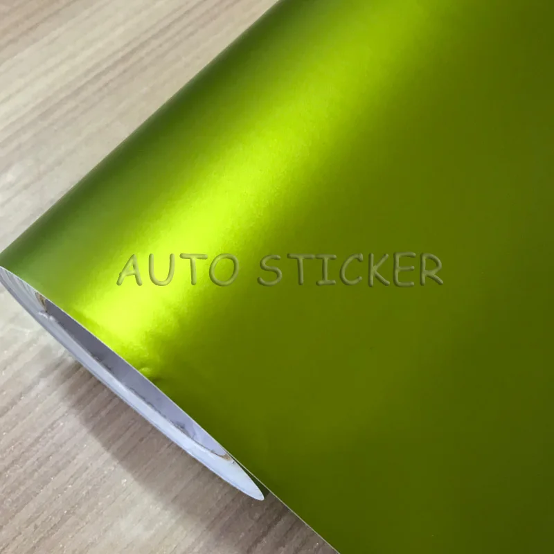 5/10/15/20*1.52M Premium Lemon Green Matte Metallic Chrome Car Vinyl Film Satin Matte Vinyl Air Free Bubble For Vehicle Wraps