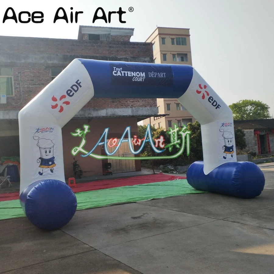 strong blue and white pvc inflatable advertising arch with removable logo for party