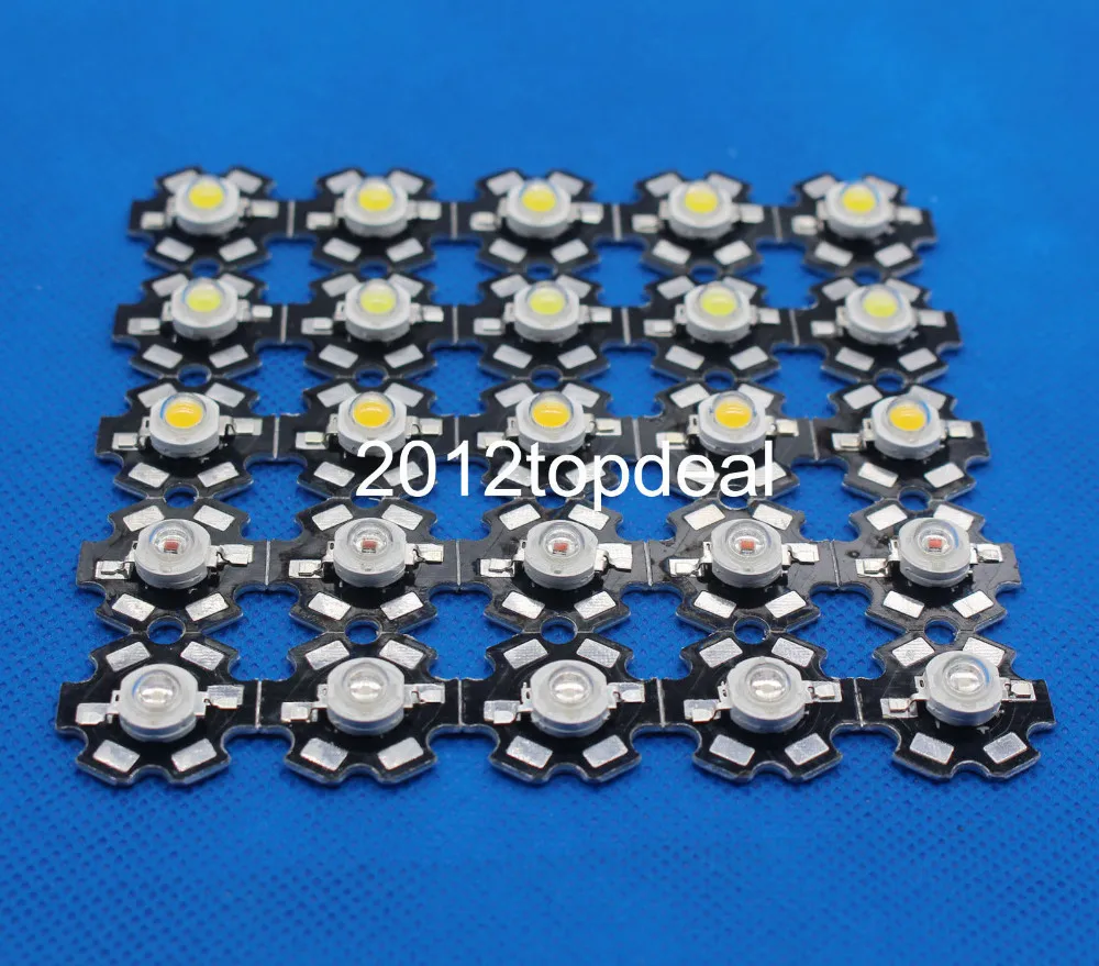 Hot 10pcs/50pcs/100pcs 1W 3W High Power warm white/cool white /natural white/red/green/Blue/Royal blue LED with 20mm star pcb