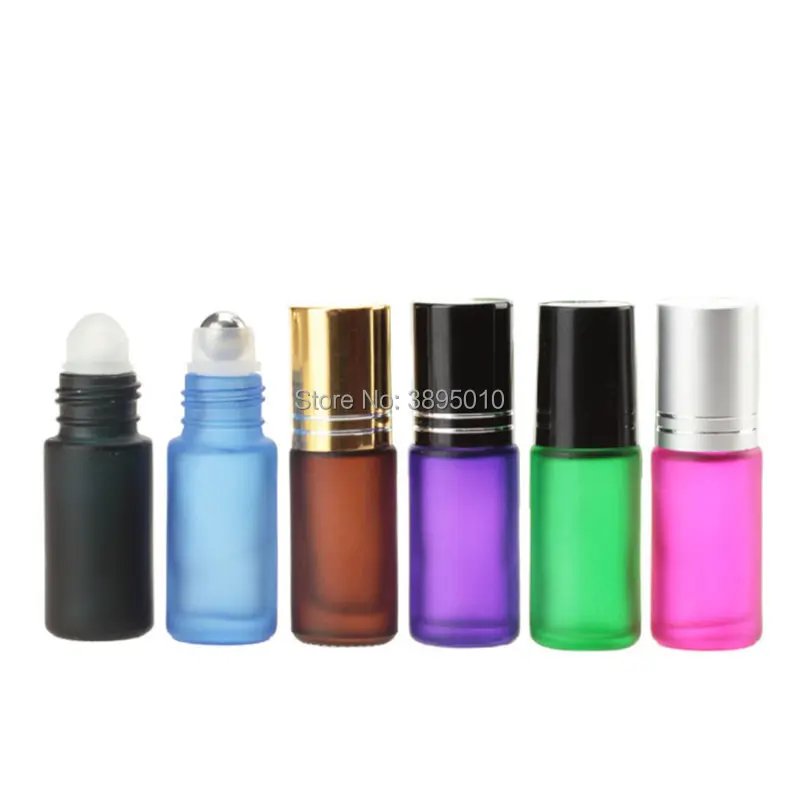 5ml Frosted Glass Roll On Bottle Perfume Roller Bottle Essential Oil Bottle with Metal Ball Glass Ball F688