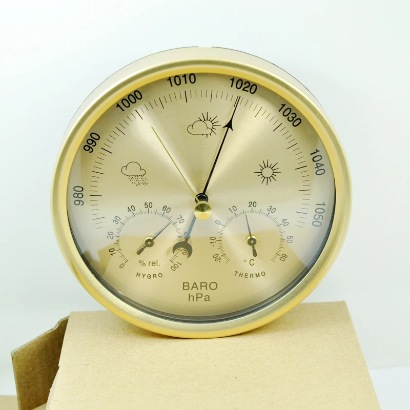 No Battery-operated Aneroid Barometer Hygrometer Thermometer 132mm daimeter