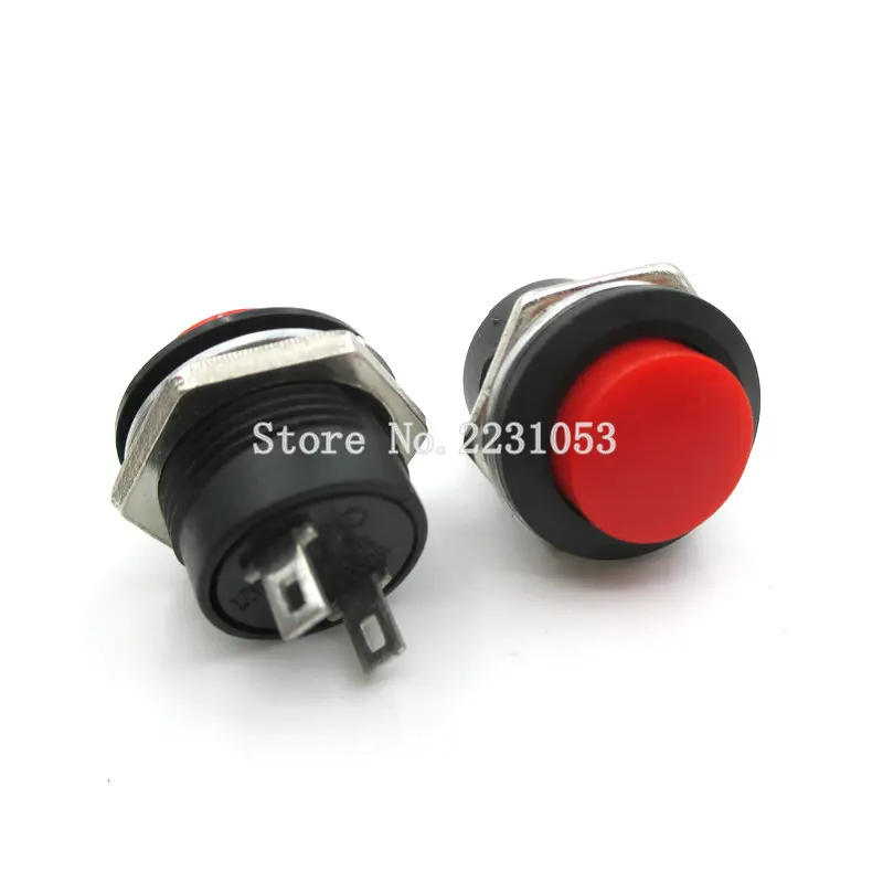 5PCS Red Green Color Momentary Push Button Switch OFF-ON Reset Switch 16MM 3A 250V AC Non Locking Switches Round Button R13-507