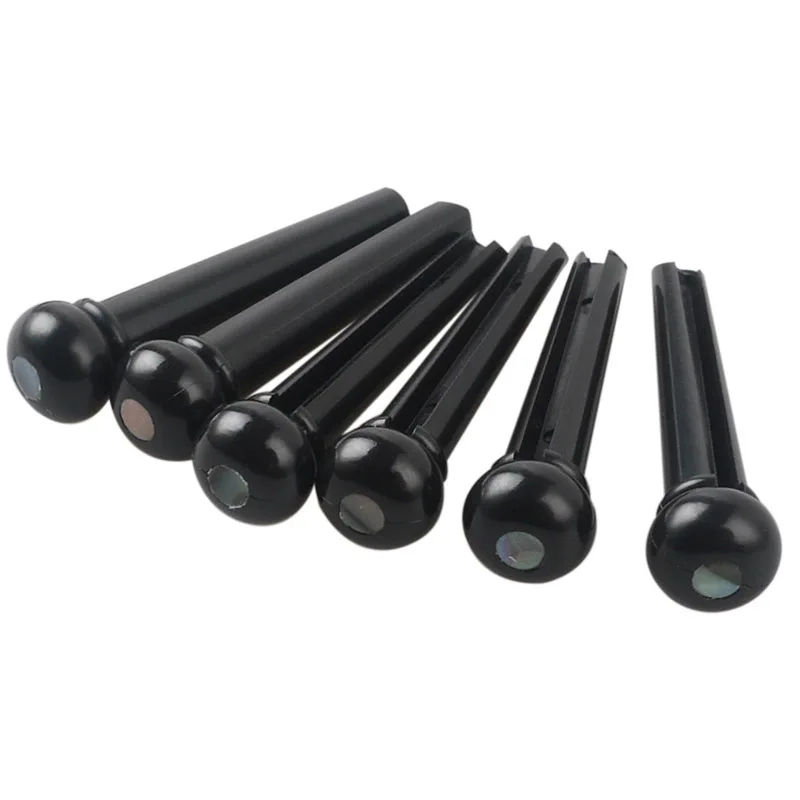 Cuerdas de Guitarra acústica, alfileres de puente, PVC negro, 6 uds.