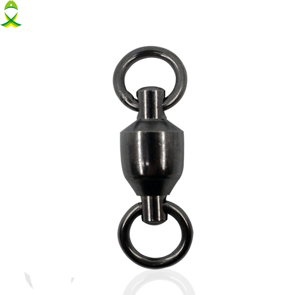 JSM 10pcs Ball Bearing Fishing Swivel With Solid Ring Brass With Black Nickle Sea Fishing Swivels Connector Size 1 2 3 4 5 6 7 8