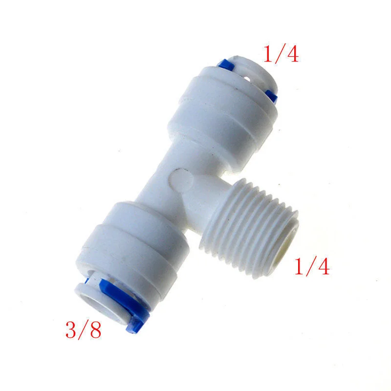 

5pcs3/8' 1/4''1/4"OD Hose Type T Quick Connection RO Water Connector