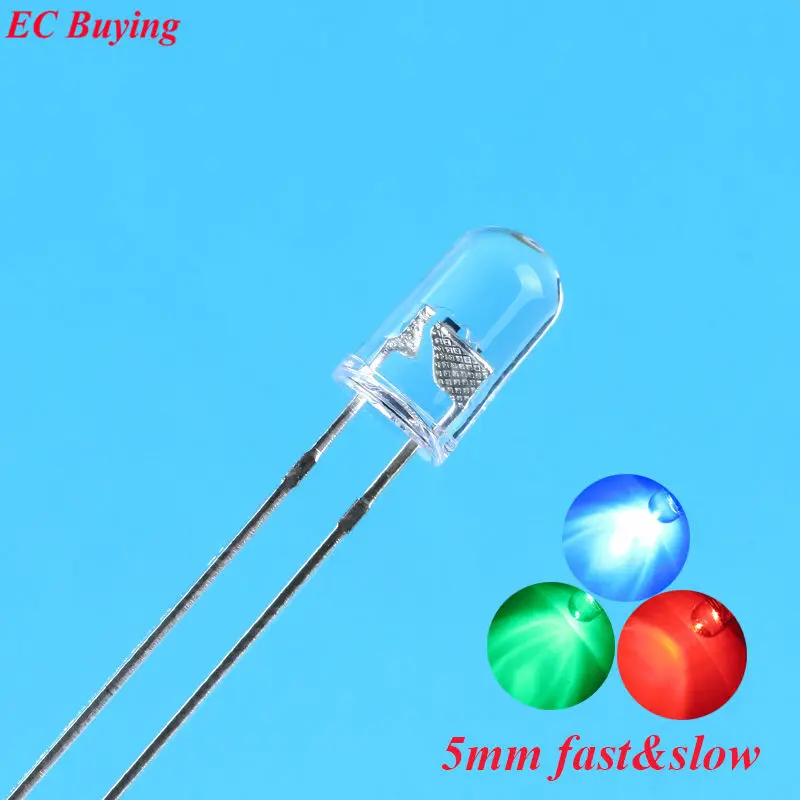 100/50pcs F5 5mm Fast/Slow RGB Flash Red Green Blue Rainbow Multi Color Light Emitting Diode Clear LED Lamp Bead Full Color